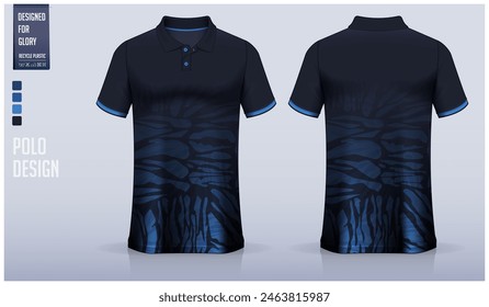 Polo shirt mockup template design for soccer jersey, football kit or sportswear. Sport uniform in front view and back view. T-shirt mockup for sport club. Fabric pattern. Vector Illustration.