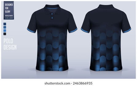 Diseño de la Plantilla de la maqueta de la camisa del polo para el jersey del fútbol, el kit del fútbol o la ropa deportiva. Uniforme deportivo en vista frontal y vista trasera. Maqueta de camiseta para club deportivo. Patrón de tela. Ilustración vectorial.