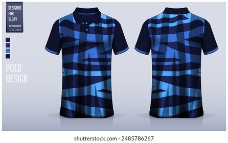 Polo shirt mockup template design for soccer jersey, football kit or sportswear. Sport uniform in front view and back view. T-shirt mockup for sport club. Fabric pattern. Vector Illustration.