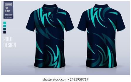 Polo shirt mockup template design for soccer jersey, football kit or sportswear. Sport uniform in front view and back view. T-shirt mockup for sport club. Fabric pattern. Vector Illustration.