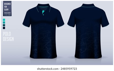 Polo shirt mockup template design for soccer jersey, football kit or sportswear. Sport uniform in front view and back view. T-shirt mockup for sport club. Fabric pattern. Vector Illustration.