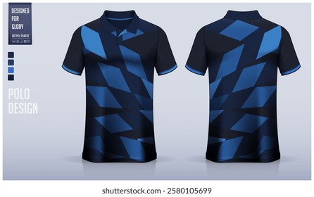 Polo shirt mockup template design for soccer jersey, football kit or sportswear. Sport uniform in front view and back view. T-shirt mockup for sport club. Fabric pattern. Vector Illustration.