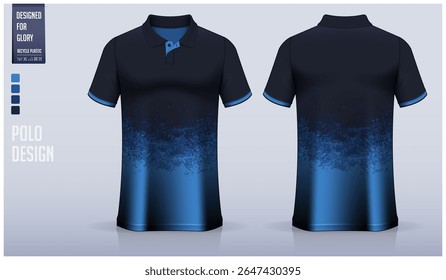 Modelo de modelo de modelo de camisa Polo para camisa de futebol, kit de futebol ou roupas esportivas. Uniforme desportivo na vista frontal e vista traseira. Montagem de camiseta para o clube esportivo. Padrão de tecido. Ilustração de vetor.