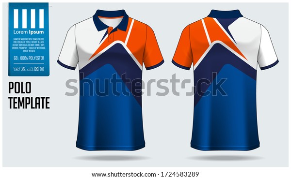 Polo shirt mockup template design for
soccer jersey, football kit or sportswear. Sport uniform in front
view and back view. T-shirt mock up for sport club. Fabric pattern.
Vector Illustration.