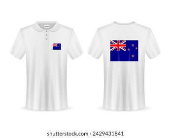 Polo shirt with New Zealand flag on a white background. Vector illustration.