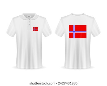 Polo shirt with Norway flag on a white background. Vector illustration.