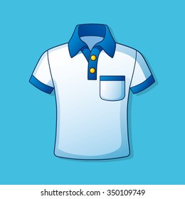 Polo shirt on a blue background.