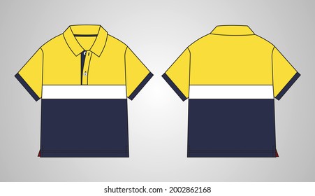 Polo shirt overall Technical fashion vector template for baby boys. 
