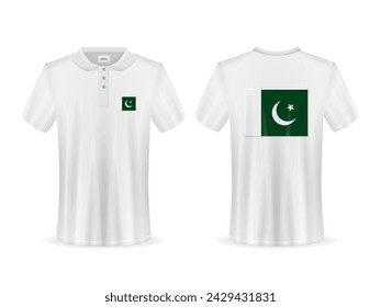 Polo shirt with Pakistan flag on a white background. Vector illustration.