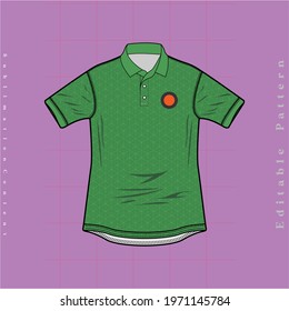 polo shirt printing pattern, green colour with batik motif, you can edit and change colour, printing pattern, editable