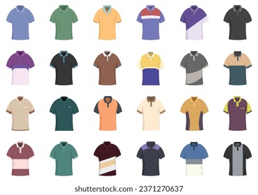 Polo shirt, sleeve icons set cartoon vector. Man sport. Short cloth