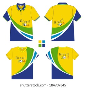 Polo shirt with soccer 2014 brazil, Vector illustration modern design 