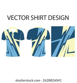 Polo shirt sport jersey design template for sublimation. Sport uniform in front and back view. Shirt mock up for sport club. Vector Illustration