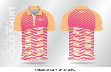 polo shirt for sport uniform in front view and back view