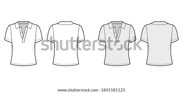 Polo Shirt Technical Fashion Illustration Cottonjersey Stock Vector ...