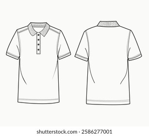 Polo Shirt technical fashion illustration.T Shirt flat sketch fashion illustration drawing template mock up with front and back view. 