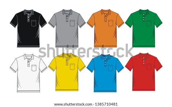 Polo Shirt Template Colorful Front Views Stock Vector (Royalty Free ...