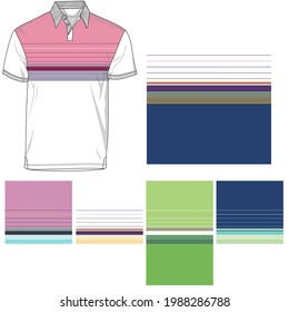 Polo shirt Template isolated on white background. Blank clothing for design. And fabric sample with colors ( Clipping path )
