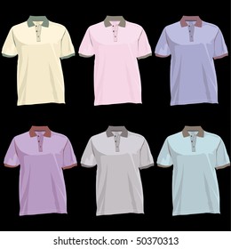 Polo shirt templates with collar in different easily editable layers