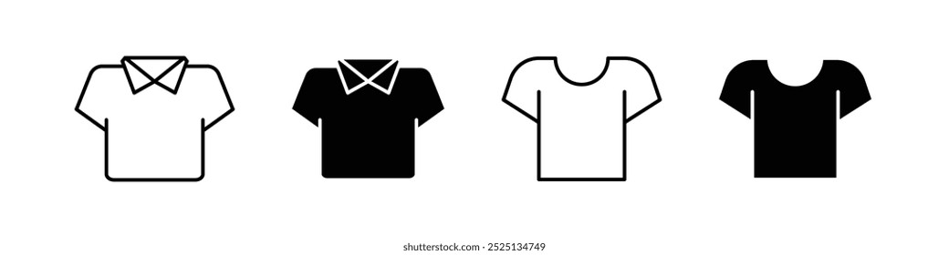 Polo shirt thin line vector icon collection