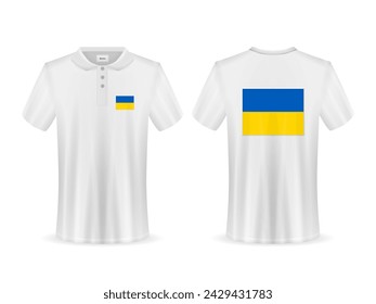 Polo shirt with Ukraine flag on a white background. Vector illustration.