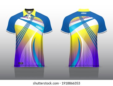 polo shirt uniform design, can be used for badminton, golf in front view, back view. jersey mockup Vector, design premium very simple and easy to customize.