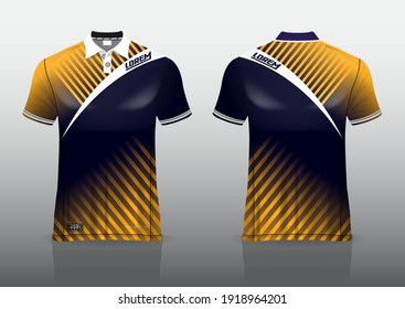 polo shirt uniform design, can be used for badminton, golf in front view, back view. jersey mockup Vector, design premium very simple and easy to customize.