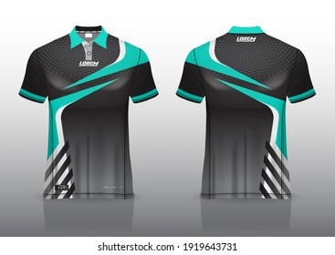 polo shirt uniform design, can be used for badminton, golf in front view, back view. jersey mockup Vector, design premium very simple and easy to customize.