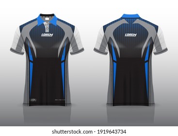 Polo Shirt Uniform Design, Can Be Used For Badminton, Golf In Front View, Back View. Jersey Mockup Vector, Design Premium Very Simple And Easy To Customize.