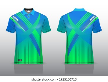 Polo Shirt Uniform Design, Can Be Used For Badminton, Golf In Front View, Back View. Jersey Mockup Vector, Design Premium Very Simple And Easy To Customize