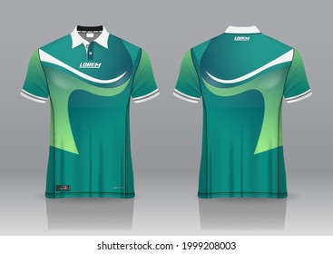 polo shirt uniform design, can be used for golf, badmintonin front view, back view. jersey mockup Vector, design premium very simple and easy to customize