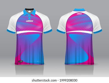 polo shirt uniform design, can be used for golf, badmintonin front view, back view. jersey mockup Vector, design premium very simple and easy to customize