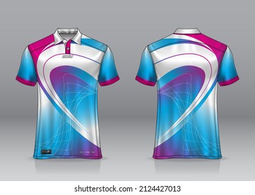 diseño uniforme de polo camisa, se puede usar para badminton, golf en vista frontal retrovisor maquillaje de jersey Vector, diseño premium muy simple y fácil de personalizar