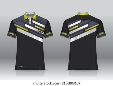 polo shirt uniform design, can be used for badminton, golf in front view, back view. jersey mockup Vector, design premium very simple and easy to customize