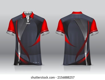 polo shirt uniform design, can be used for badminton, golf in front view, back view. jersey mockup Vector, design premium very simple and easy to customize