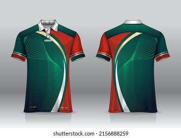 polo shirt uniform design, can be used for badminton, golf in front view, back view. jersey mockup Vector, design premium very simple and easy to customize