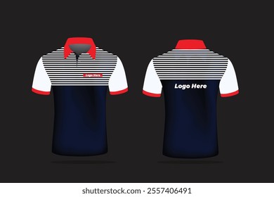 polo shirt uniform design for outdoor sports,  front view and back view jersey mockup Vector, jersey design vector.
t-shirt polo templates design.