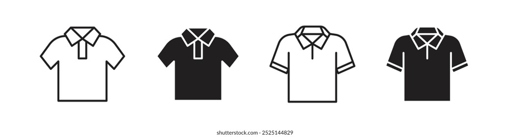 Polo shirt vector filled and outlined icons collection