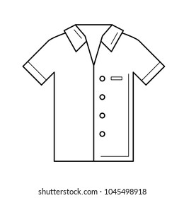 Icono de línea vectorial de polo aislado en fondo blanco. Icono de línea de polo de manga corta para infografía, sitio web o aplicación.