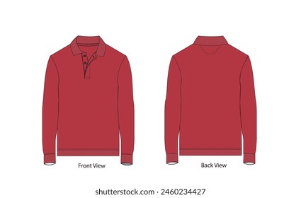 polo shirt vector mockup. fashion color vector polo shirt long sleeve mockup