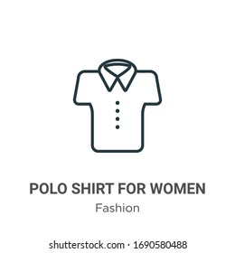 Polo shirt for women outline vector icon. Thin line black polo shirt for women icon, flat vector simple element illustration from editable fashion concept isolated stroke on white background