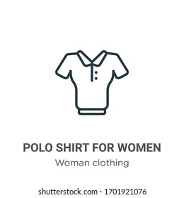 Polo shirt for women outline vector icon. Thin line black polo shirt for women icon, flat vector simple element illustration from editable woman clothing concept isolated stroke on white background