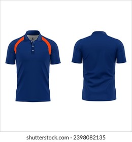 polo shirts Blank collared shirt mock up template, front and back view, isolated on white, plain t-shirt mockup. Polo tee design presentation for print.