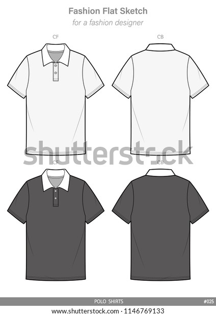 Polo Shirts Fashion Flat Sketches Technical Stock Vector (Royalty Free ...