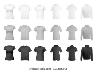 Polo shirts, t-shirts and hoodie set.