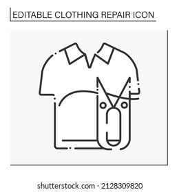 Polo skirt line icon. Collar repair in trendy shirt. Clothing repair concept. Isolated vector illustration. Editable stroke