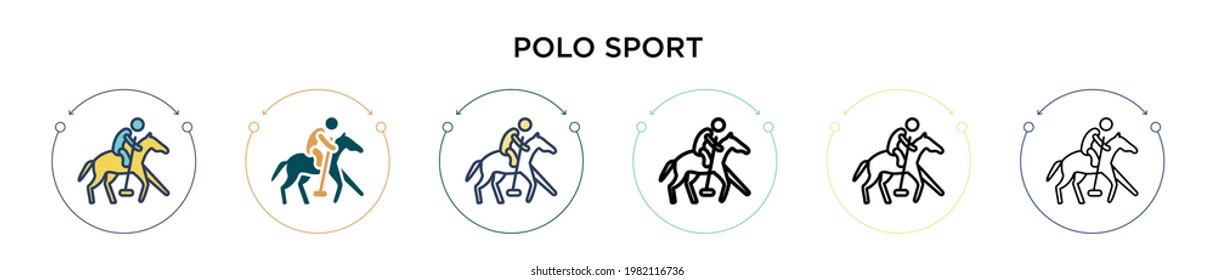 Polo sport icon in filled, thin line, outline and stroke style. Vector illustration of two colored and black polo sport vector icons designs can be used for mobile, ui, web
