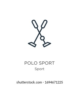 Polo sport icon. Thin linear polo sport outline icon isolated on white background from sport collection. Line vector sign, symbol for web and mobile