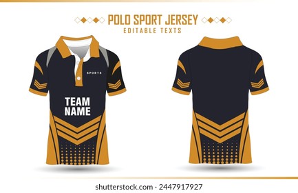 Polo Sport jersey design Front back tshirt Vector Template