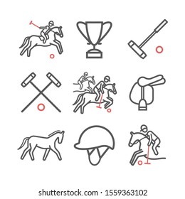 Polo sport line icons. Horseback. Vector signs for web graphics.